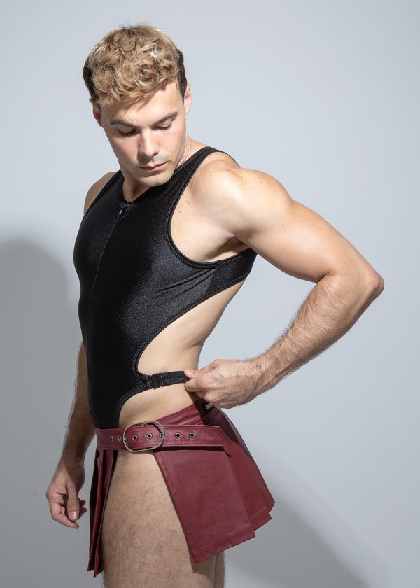 Falda cinturón efecto cuero ROJO