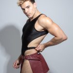 Falda cinturón efecto cuero ROJO