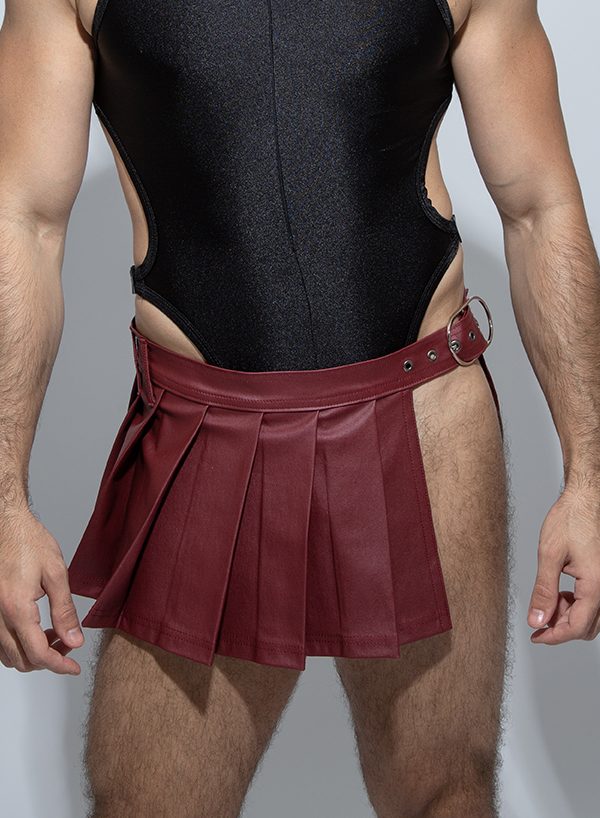 Falda cinturón efecto cuero ROJO