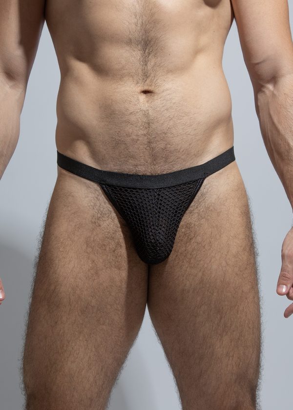 Black Mesh Thong